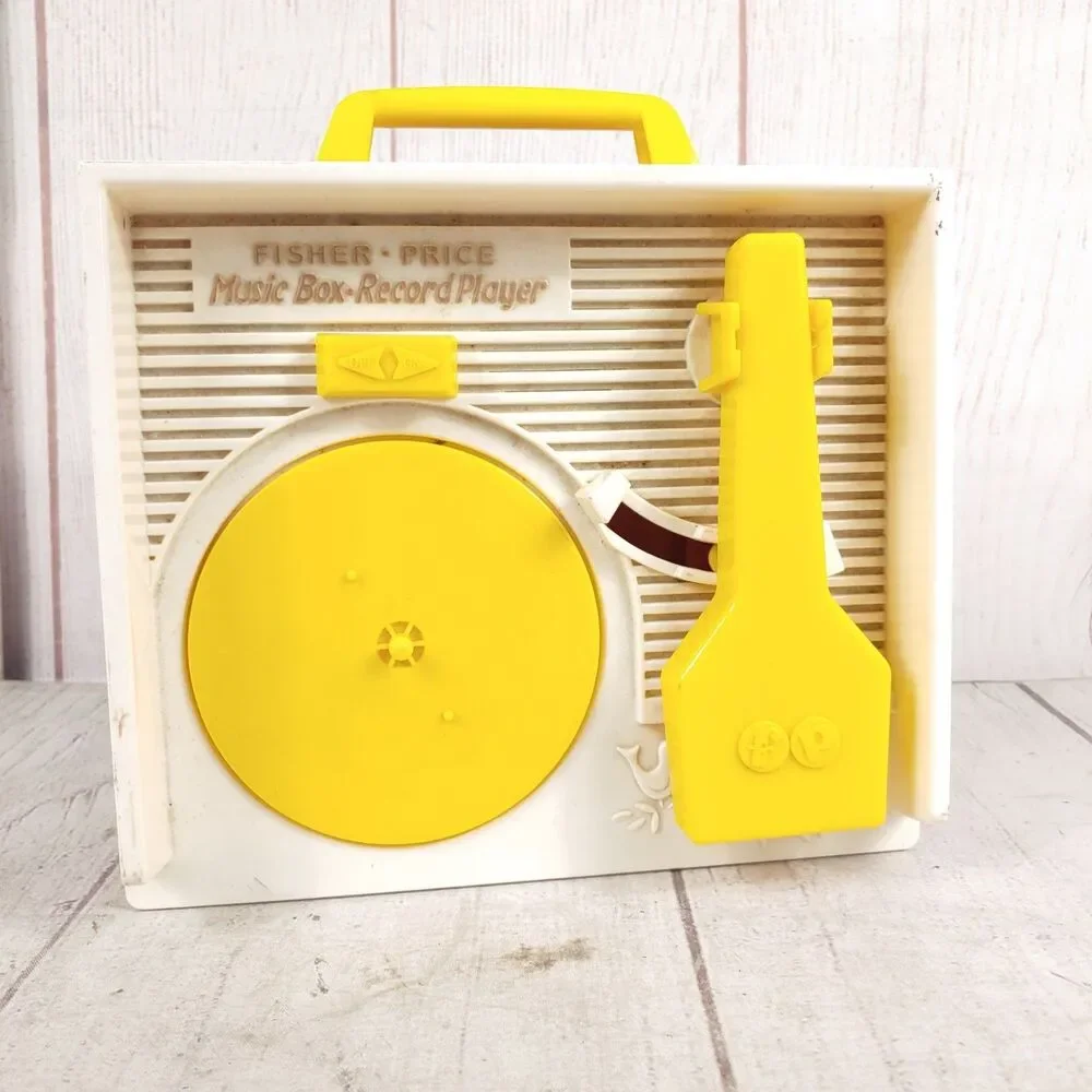Vintage Fisher Price Music Box Record Player Classic Toy With 5 Discs USED
